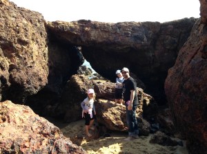 The sea caves at low tide.
